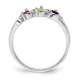 14k White Gold Synthetic Family Jewelry Ring